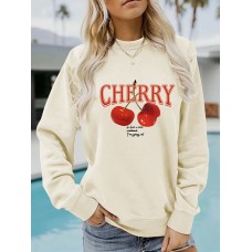 Long sleeved round neck CHERRY cherry print pullover sweatshirt sweatshirt sweatshirt Long sleeved round neck CHERRY cherry print pullover sweatshirt sweatshirt sweatshirt