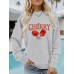 Long sleeved round neck CHERRY cherry print pullover sweatshirt sweatshirt sweatshirt