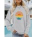 Long sleeved round neck sunrise print pullover sweatshirt sweatshirt