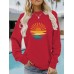 Long sleeved round neck sunrise print pullover sweatshirt sweatshirt