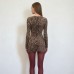 Leopard print slim fit lace up hip hugging short skirt