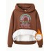 Hooded long sleeves with plush and thickened YOURLITTLE print