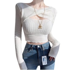 Pure desire basic twisted hollow long sleeved top Pure desire basic twisted hollow long sleeved top