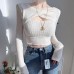 Pure desire basic twisted hollow long sleeved top