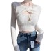 Pure desire basic twisted hollow long sleeved top