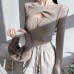 Pure desire basic twisted hollow long sleeved top