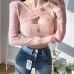 Pure desire basic twisted hollow long sleeved top