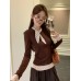 Chic Vintage Polka Dot Long Sleeve Top for Women, Slim Fit, Casual Style