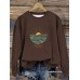 Round neck sunrise print pullover sweatshirt