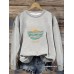 Round neck sunrise print pullover sweatshirt