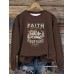 Round neck FAITH printed pullover sweatshirt