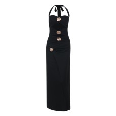 Rose metal buckle neck dress for summer
