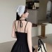 French Hepburn style black camisole dress