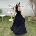 French Hepburn style black camisole dress