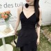 French Hepburn style black camisole dress