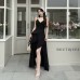 French Hepburn style black camisole dress