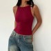 Simple square neck sleeveless versatile basic spicy girl top