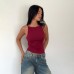 Simple square neck sleeveless versatile basic spicy girl top