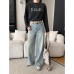 Trendy Washed Distressed Bleached Slim Straight Leg Floor-Length Trendy Washed Distressed Bleached Slim Straight Leg Floor-Length