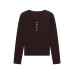 Fashionable Buttoned Half-Placket Round Neck Slim Fit Long Sleeve T-Shirt
