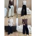 Vintage Relaxed High-Waisted Wide-Leg Pants with Partial Elastic Waist Loose Casual Tapered Fit