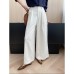 Vintage Relaxed High-Waisted Wide-Leg Pants with Partial Elastic Waist Loose Casual Tapered Fit