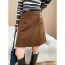 Fashionable French Vintage Style Metal Button Design High-Waisted Slimming A-Line Mini Skirt
