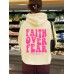 Hooded long sleeved fleece sweatshirt with Faith Over Fear print