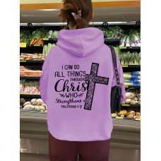 Kangaroo pocket hooded long sleeved fleece sweatshirt top printed