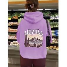 Hooded long sleeved sweatshirt with fleece top for women ARIZONA print Hooded long sleeved sweatshirt with fleece top for women ARIZONA print