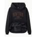 Velvet hoodie with NEW YORK BROOKLYN print