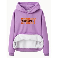 Hooded long sleeved fleece sweatshirt top with SPOOKY print