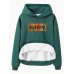 Hooded long sleeved fleece sweatshirt top with SPOOKY print