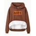 Hooded long sleeved fleece sweatshirt top with SPOOKY print