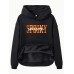 Hooded long sleeved fleece sweatshirt top with SPOOKY print