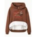 Hooded long sleeved fleece sweatshirt with western denim print