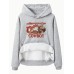 Hooded long sleeved fleece sweatshirt with western denim print