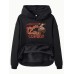 Hooded long sleeved fleece sweatshirt with western denim print