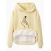 Pocket hooded long sleeved fleece hoodie top with heart print