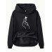 Pocket hooded long sleeved fleece hoodie top with heart print