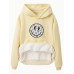 Hooded long sleeved fleece hoodie top with smiling face print