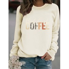 Coffee print pullover sweatshirt sweatshirt
