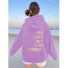 Letter printed kangaroo pocket hooded long sleeved fleece sweatshirt top Letter printed kangaroo pocket hooded long sleeved fleece sweatshirt top