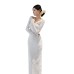 One shoulder lace waist cinched long sleeved dress for women
