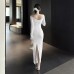 One shoulder lace waist cinched long sleeved dress for women