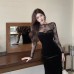 Lace patchwork fishtail sexy slim fit dress with wrapped buttocks