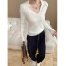 Smart Casual Daily Design U-Neck Slim Fit Ribbed Long Sleeve Knit Top