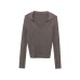 Smart Casual Daily Design U-Neck Slim Fit Ribbed Long Sleeve Knit Top