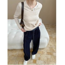Design Knit Top with  Look Color-block Splicing Slim Fit Bodycon Style