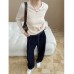Design Knit Top with  Look Color-block Splicing Slim Fit Bodycon Style
